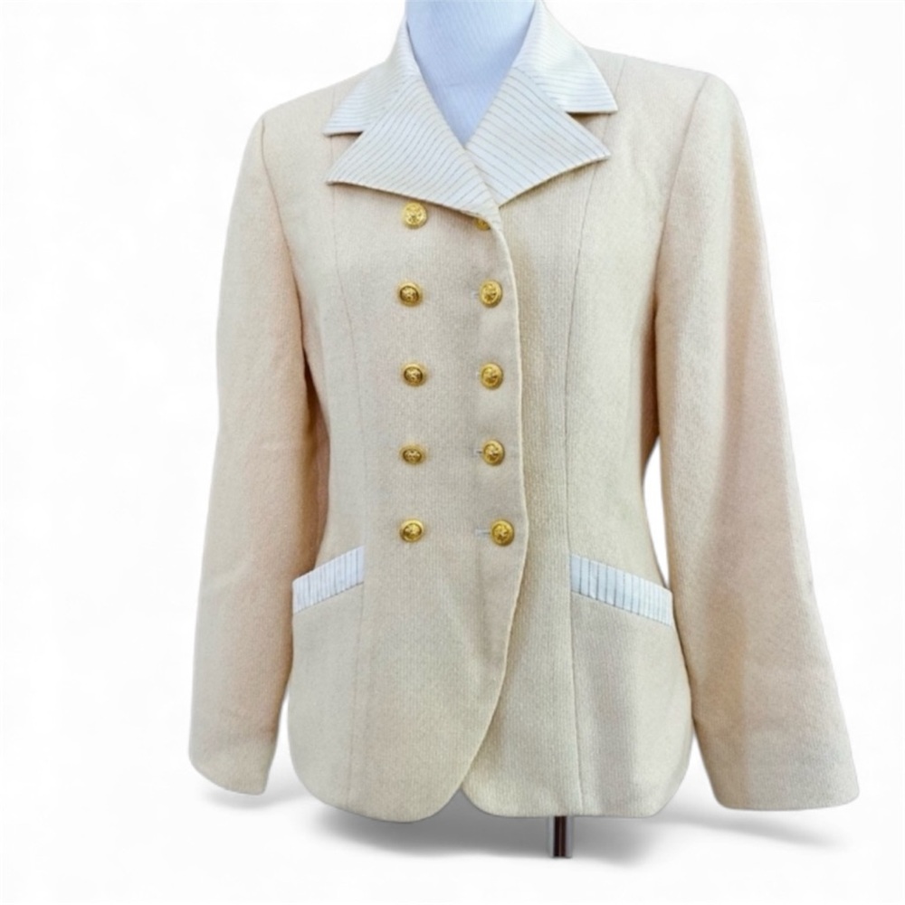 VINTAGE ALBERT NIPON BLAZER
JACKET IVORY WOOL BLEND 4 OLD MONEY QUIET LUXURY